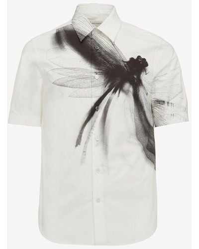Alexander McQueen Hemd mit kurzen ärmeln mit dragonfly-motiv - Weiß