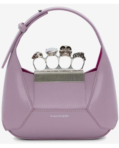 Alexander McQueen Pink The Jeweled Hobo Mini Bag - Purple