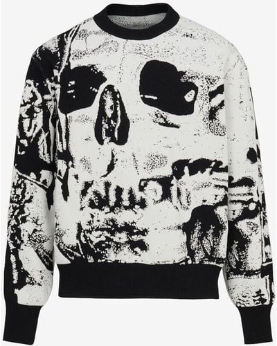 Alexander McQueen Jacquard-pullover mit fold skull-motiv - Schwarz