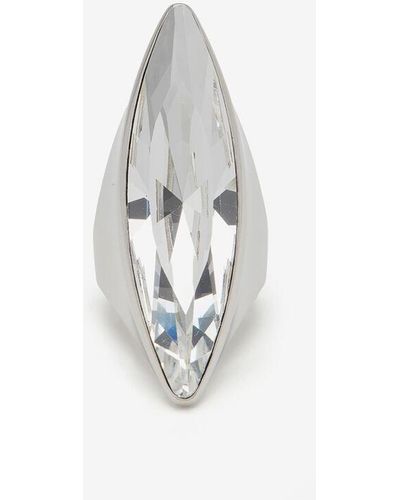 Alexander McQueen Silver Jeweled Shard Ring - White