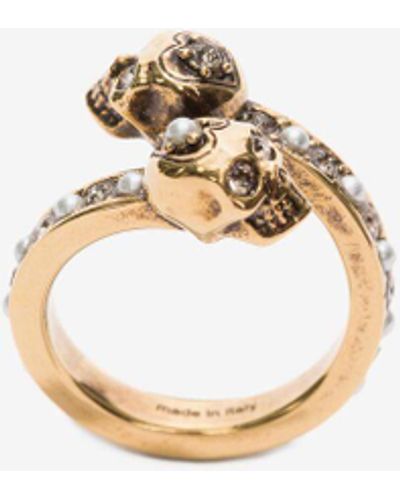 Alexander McQueen Embellished Brass Ring - Metallic