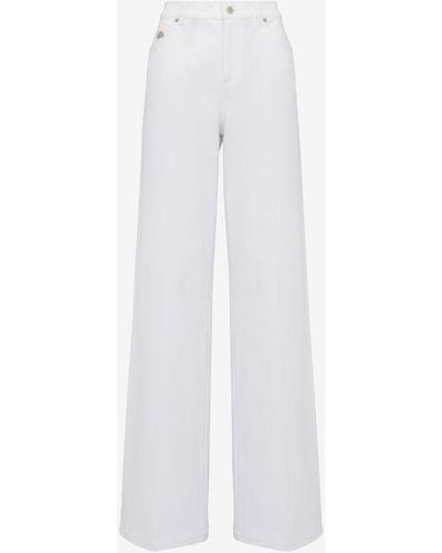 Alexander McQueen Jeans in cotone elasticizzato bianco a gamba larga