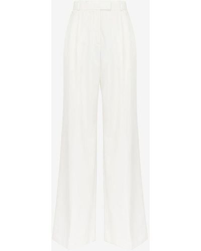 Alexander McQueen Pantalon large à double pli - Blanc