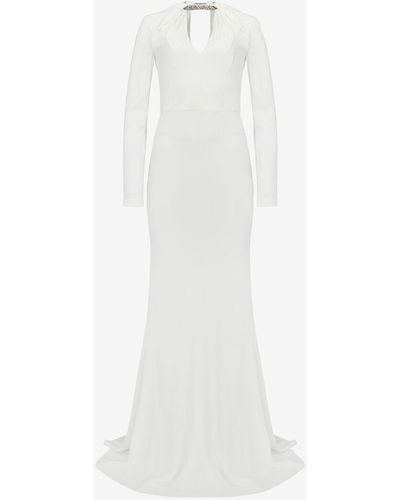 Alexander McQueen Abendkleid mit gedrehten kristallen - Weiß