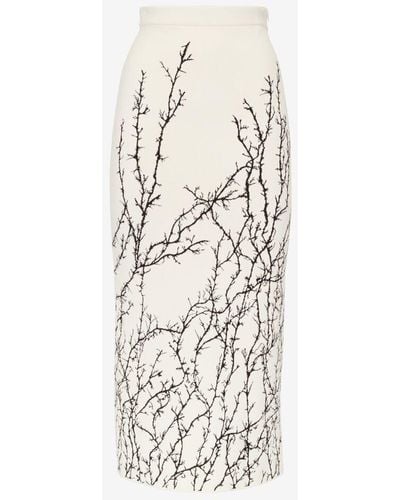 Alexander McQueen Bleistiftrock mit dornenzweig-motiv - Weiß