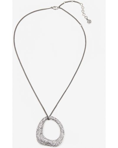 Alexander McQueen Silver Pave Long Necklace - Metallic