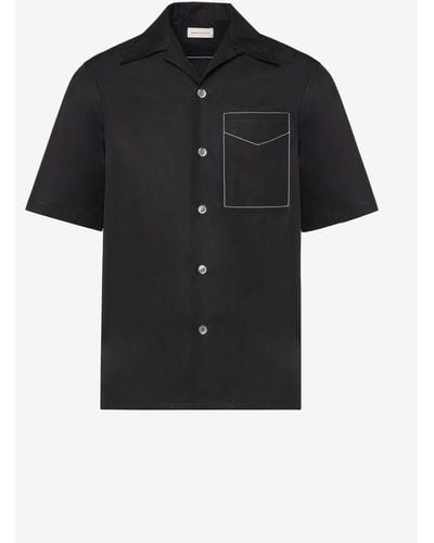 Alexander McQueen Hawaii-hemd mit kontrastierenden ziernähten - Schwarz