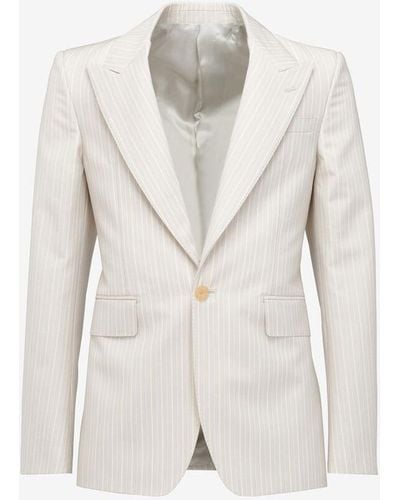 Alexander McQueen Gray & Silver Neat Shoulder Single-breasted Jacket - White