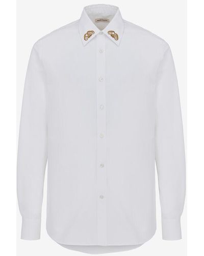 Alexander McQueen White Embroidered Collar Shirt