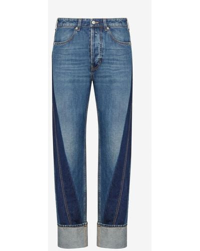 Alexander McQueen Blue Twisted Stripe Jeans