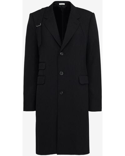 Alexander McQueen Slim-fit Wool-twill Trench Coat - Black