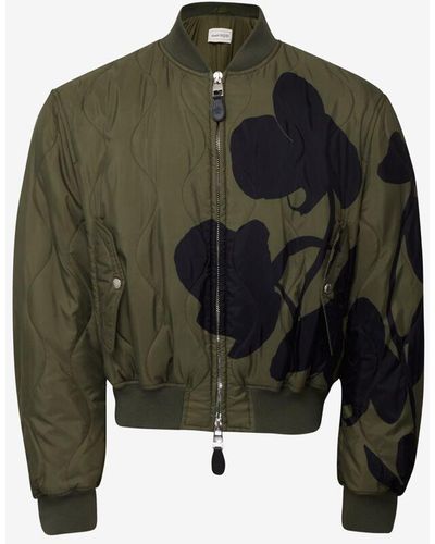 Alexander McQueen Orchid Quilted Bomber Jacket - Green