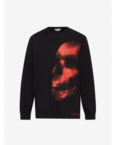 Alexander McQueen T-shirt à manches longues shadow skull - Noir