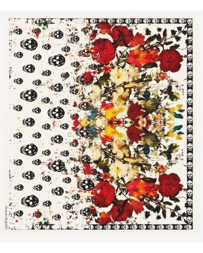 Alexander McQueen Multicoloured Floral Classic Skull Foulard