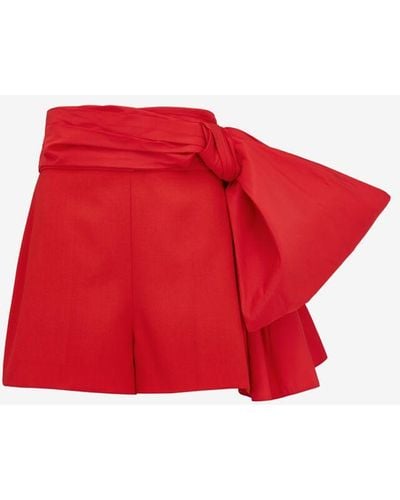 Alexander McQueen Red Tailored Bow Shorts