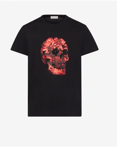 Alexander McQueen T-shirt mit wax flower skull-print - Schwarz