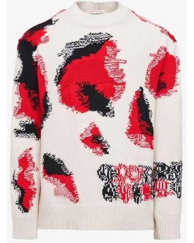 Alexander McQueen White Obscured Skull Intarsia Sweater