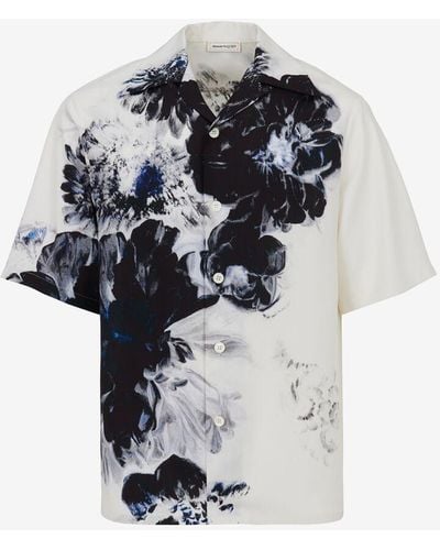 Alexander McQueen Hawaii-hemd mit dutch flower-motiv - Schwarz