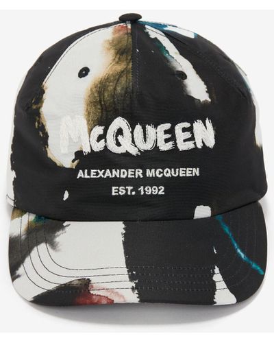 Alexander McQueen Baseball-mütze mit graffiti aquarellprint - Schwarz