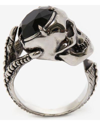 Alexander McQueen Silver Victorian Skull Ring - Multicolour