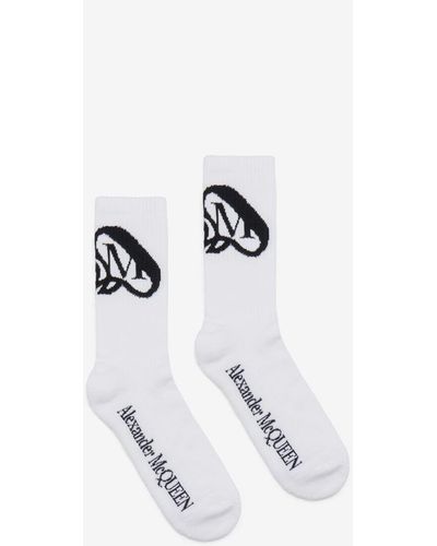 Alexander McQueen White Seal Logo Socks