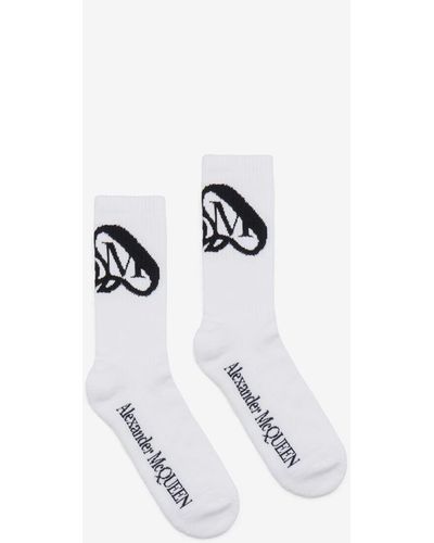 Alexander McQueen Chaussettes à logo seal - Blanc