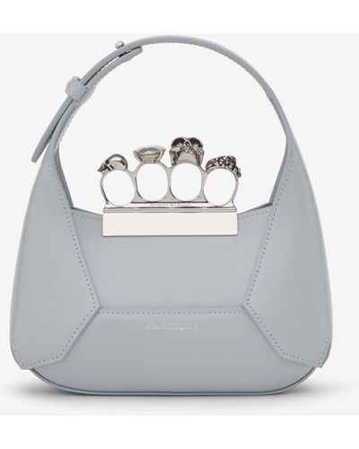 Alexander McQueen Grey & Silver The Jewelled Hobo Mini Bag