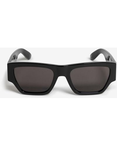 Alexander McQueen Black Mcqueen Angled Rectangular Sunglasses - Gray