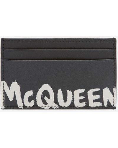 Alexander McQueen Porta Carte McQueen Graffiti Nero e Bianco