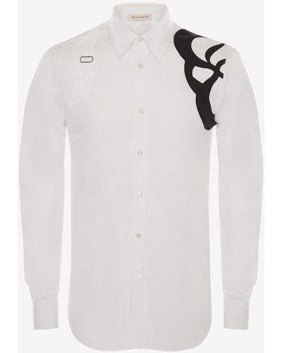 Alexander McQueen Camicia harness seal logo ricamata - Bianco