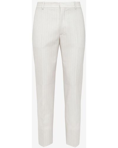 Alexander McQueen Grey & Silver Tailored Cigarette Trousers - White