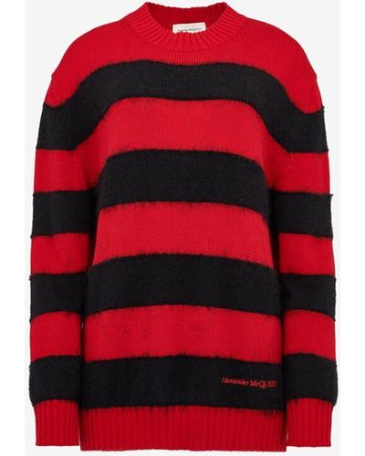 Alexander McQueen Striped Brand-embroidered Cotton Knitted Sweater