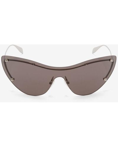 Alexander McQueen Black Spike Studs Cat-eye Mask Sunglasses - Grey
