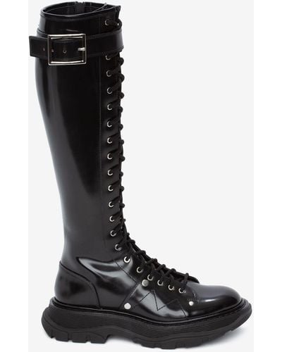 Alexander McQueen Leather Tread Lace-up Boots - Black