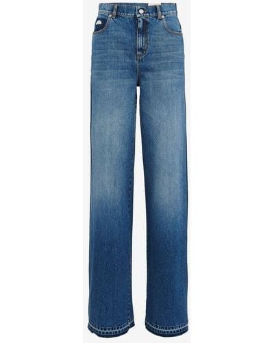 Alexander McQueen Jean large taille haute - Bleu