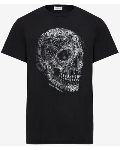 Alexander McQueen T-shirt mit crystal skull-print - Schwarz