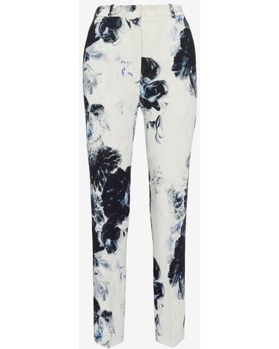 Alexander McQueen White High-waisted Cigarette Trousers - Multicolour
