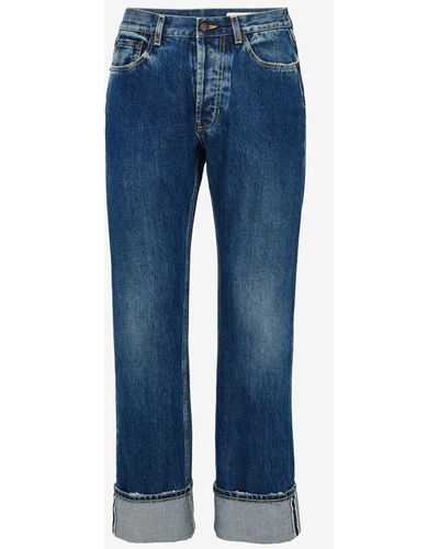 Alexander McQueen Jeans con risvolti - Blu