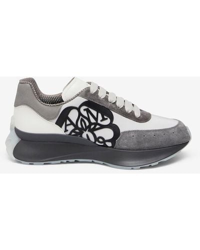 Alexander McQueen Sprint Runner Paneled Suede, Leather And Mesh Low-top Sneakers - Black