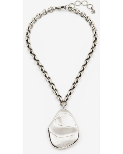 Alexander McQueen Silver Molten Oversized Necklace - White