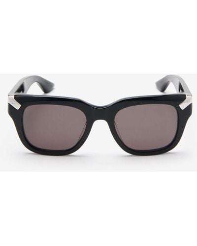 Alexander McQueen Black Punk Rivet Square Sunglasses - Gray