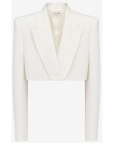 Alexander McQueen White Boxy Cropped Jacket