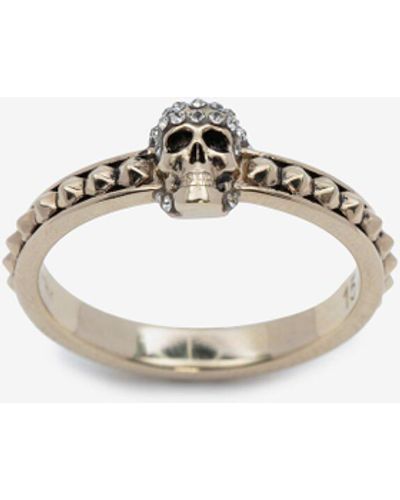 Alexander McQueen Ring mit pavé-skull - Mettallic
