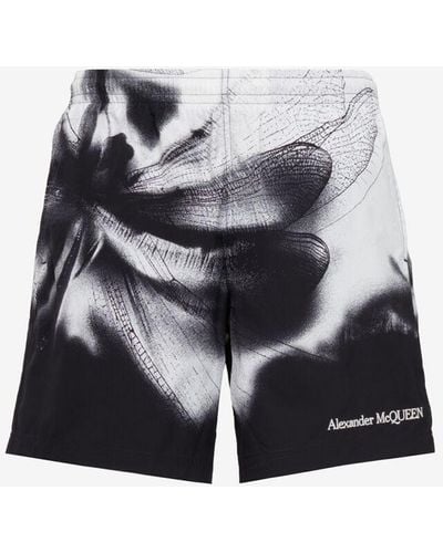 Alexander McQueen Shorts da bagno dragonfly shadow - Nero