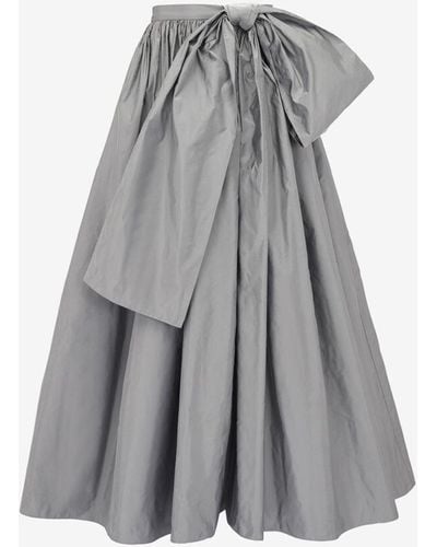 Alexander McQueen Bow Detail Gathered Midi Skirt - Grey
