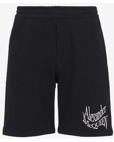 Alexander McQueen Shorts con logo distorto - Nero