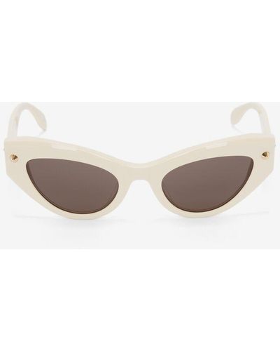 Alexander McQueen White Spike Studs Cat-eye Sunglasses
