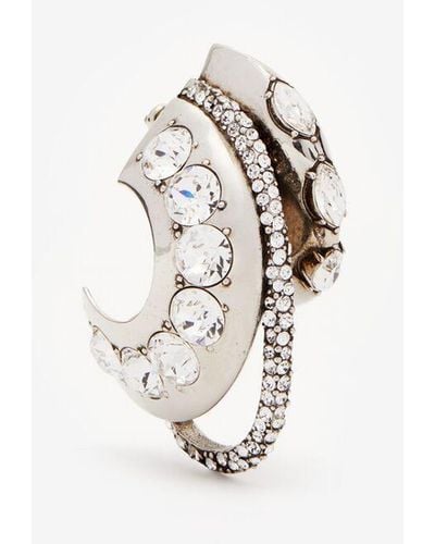 Alexander McQueen Silver Jewelled Accumulation Earring - White