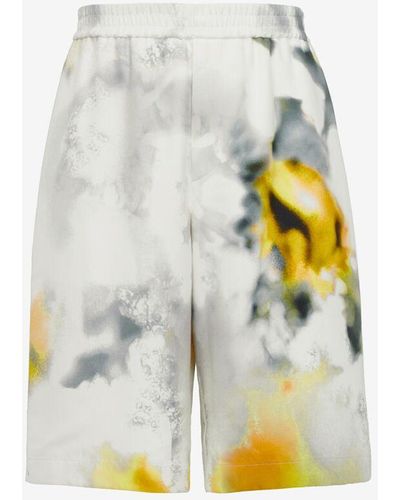 Alexander McQueen White Obscured Flower Shorts