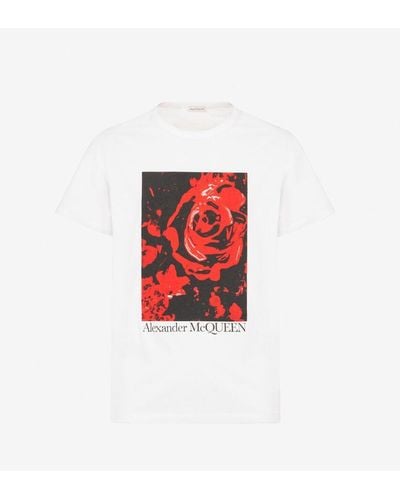 Alexander McQueen White Wax Flower T-shirt - Red